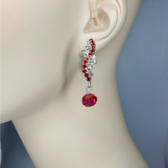 Jewelry - Red and White Pronged Jewel Earrings